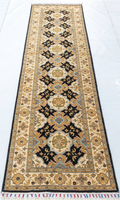 Chobi Black Runner Hand Knotted 29 X 100 Area Rug 700-147096 Image 1