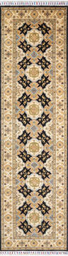 Afghan Chobi Black Runner 10 to 12 ft Wool Carpet 147096