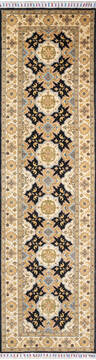 Chobi Black Runner Hand Knotted 2'9" X 10'0"  Area Rug 700-147096