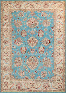 Afghan Chobi Blue Rectangle 5x7 ft Wool Carpet 147108