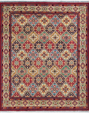 Khan Mohammadi Red Hand Knotted 5'2" X 6'4"  Area Rug 700-147116