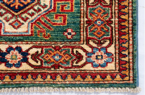 Kazak Green Runner Hand Knotted 22 X 62 Area Rug 700-147118 Image 3