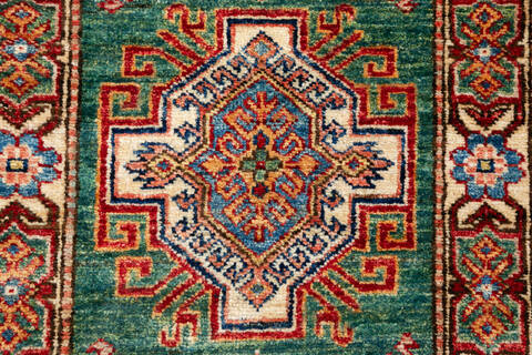 Kazak Green Runner Hand Knotted 22 X 62 Area Rug 700-147118 Image 4