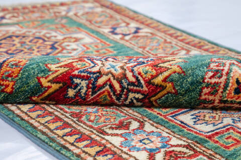 Kazak Green Runner Hand Knotted 22 X 62 Area Rug 700-147118 Image 6