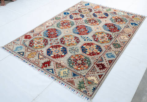 Chobi Grey Hand Knotted 50 X 68 Area Rug 700-147119 Image 2