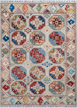 Afghan Chobi Grey Rectangle 5x7 ft Wool Carpet 147119