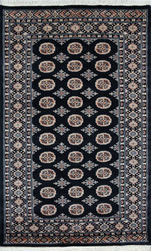 Bokhara Black Hand Knotted 4'1" X 6'6"  Area Rug 700-147121