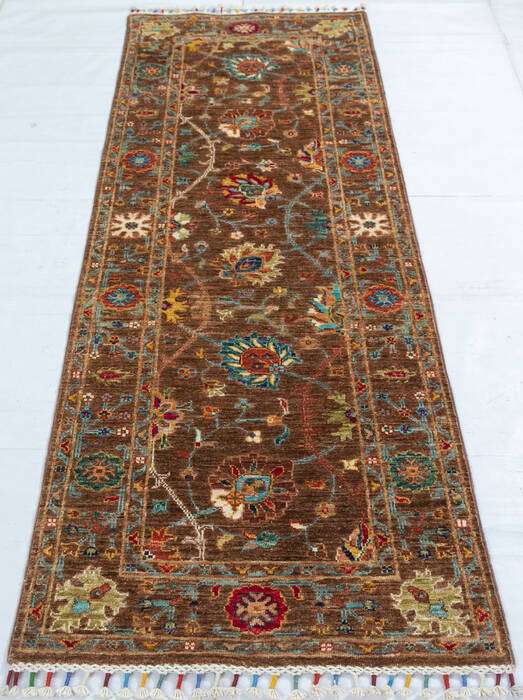 Chobi Brown Runner Hand Knotted 26 X 70 Area Rug 700-147124 Image 1