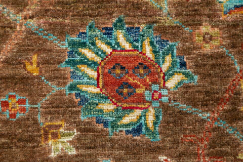 Chobi Brown Runner Hand Knotted 26 X 70 Area Rug 700-147124 Image 5