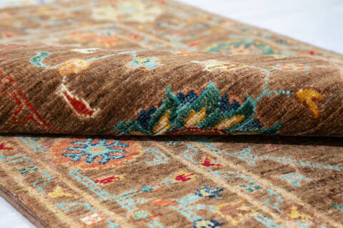Chobi Brown Runner Hand Knotted 26 X 70 Area Rug 700-147124 Image 6