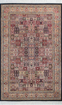 Pak-Persian Black Hand Knotted 4'6" X 7'3"  Area Rug 700-147125