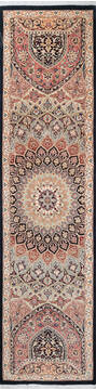 Pak-Persian Black Runner Hand Knotted 2'6" X 10'0"  Area Rug 700-147127