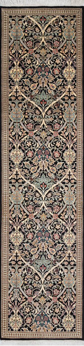 Pak-Persian Black Runner Hand Knotted 26 X 102 Area Rug 700-147128 Image 0