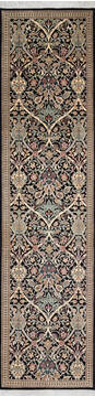 Pak-Persian Black Runner Hand Knotted 2'6" X 10'2"  Area Rug 700-147128