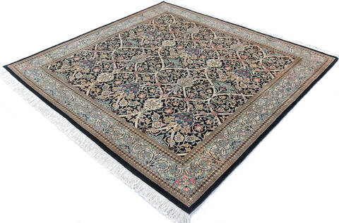 Pak-Persian Black Square Hand Knotted 62 X 61 Area Rug 700-147131 Image 2