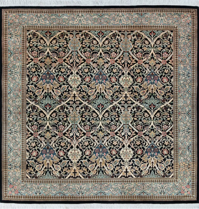 Pak-Persian Black Square Hand Knotted 62 X 61 Area Rug 700-147131 Image 0