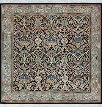 Pak-Persian Black Square Hand Knotted 6'2" X 6'1"  Area Rug 700-147131