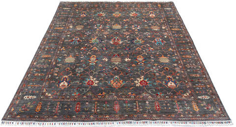Chobi Grey Hand Knotted 82 X 101 Area Rug 700-147132 Image 1