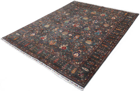 Chobi Grey Hand Knotted 82 X 101 Area Rug 700-147132 Image 2