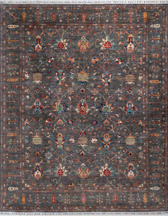 Chobi Grey Hand Knotted 82 X 101 Area Rug 700-147132 Image 0