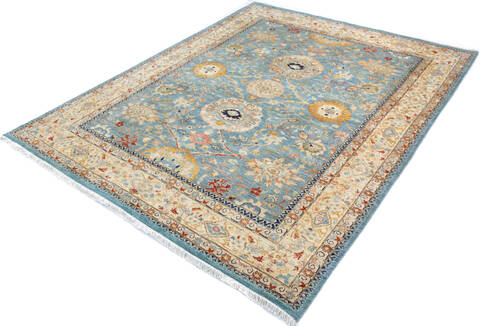 Chobi Blue Hand Knotted 81 X 101 Area Rug 700-147135 Image 2