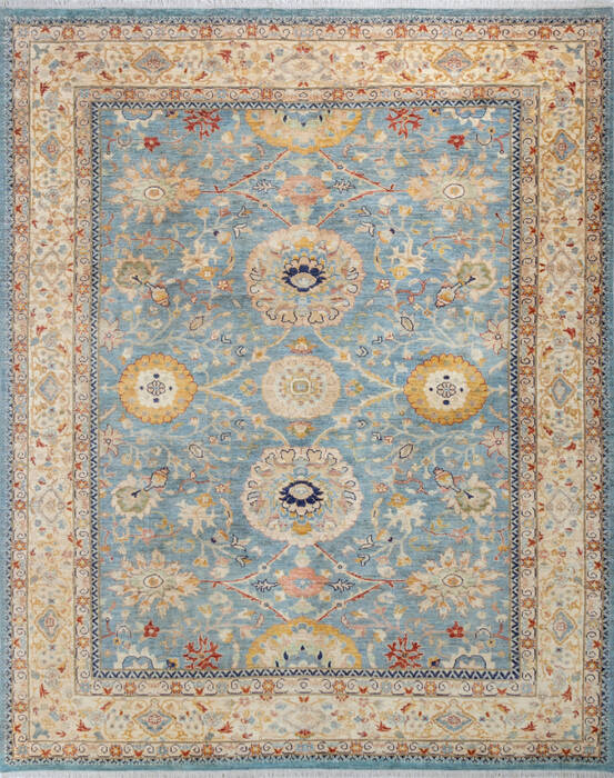 Chobi Blue Hand Knotted 81 X 101 Area Rug 700-147135 Image 0