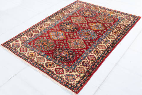Kazak Red Hand Knotted 41 X 57 Area Rug 700-147141 Image 2
