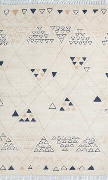 Pakistani Moroccan White Rectangle 5x8 ft Wool Carpet 147143