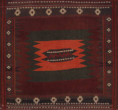 Persian Kilim Red Square 4 ft and Smaller Wool Carpet 147151