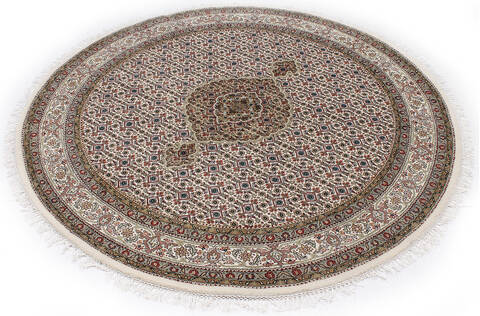 Nain White Round Hand Knotted 50 X 50 Area Rug 254-147152 Image 2