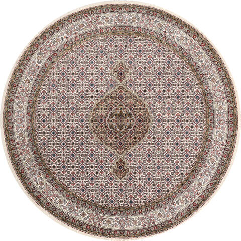 Nain White Round Hand Knotted 50 X 50 Area Rug 254-147152 Image 0