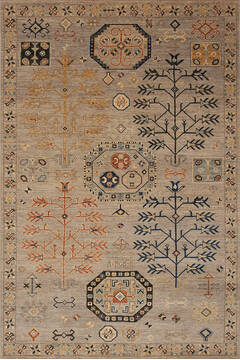 Pakistani Gabbeh Brown Rectangle 6x9 ft Wool Carpet 147155