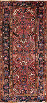 Persian Heriz Red Runner 6 to 9 ft Wool Carpet 147159