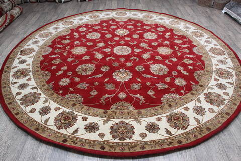 Jaipur Red Round Hand Knotted 100 X 100 Area Rug 905-147164 Image 1
