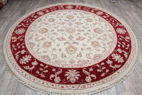 Jaipur White Round Hand Knotted 80 X 711 Area Rug 905-147167 Image 1