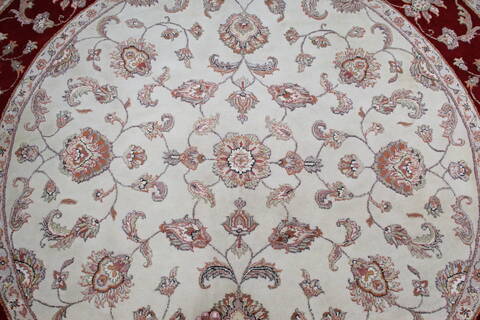 Jaipur White Round Hand Knotted 80 X 711 Area Rug 905-147167 Image 3