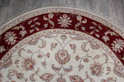 Jaipur White Round Hand Knotted 80 X 711 Area Rug 905-147167 Image 4