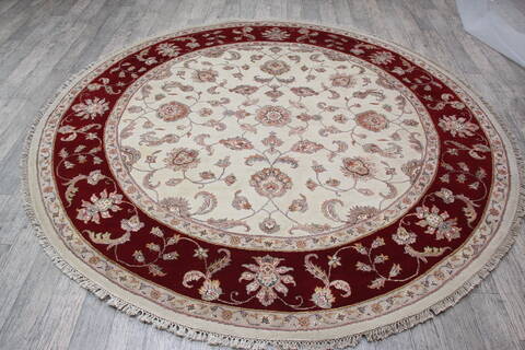 Jaipur White Round Hand Knotted 80 X 711 Area Rug 905-147167 Image 5