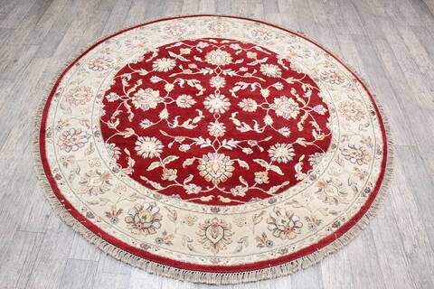 Jaipur Red Round Hand Knotted 60 X 60 Area Rug 905-147173 Image 1