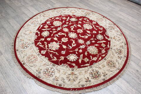 Jaipur Red Round Hand Knotted 60 X 60 Area Rug 905-147173 Image 2