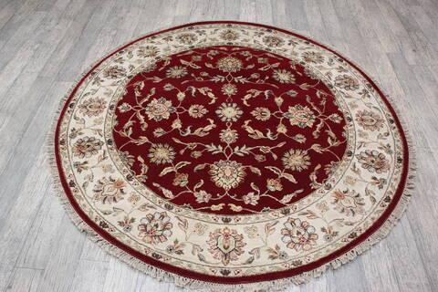 Jaipur Red Round Hand Knotted 60 X 60 Area Rug 905-147173 Image 5