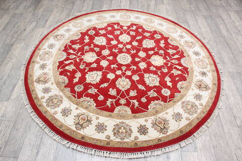 Jaipur Red Round Hand Knotted 60 X 61 Area Rug 905-147174 Image 1