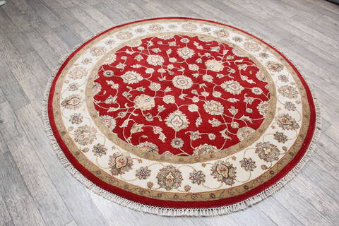 Jaipur Red Round Hand Knotted 60 X 61 Area Rug 905-147174 Image 2