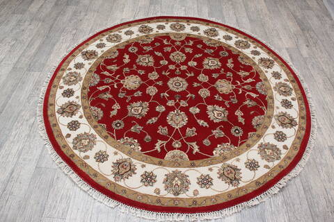 Jaipur Red Round Hand Knotted 60 X 61 Area Rug 905-147174 Image 5