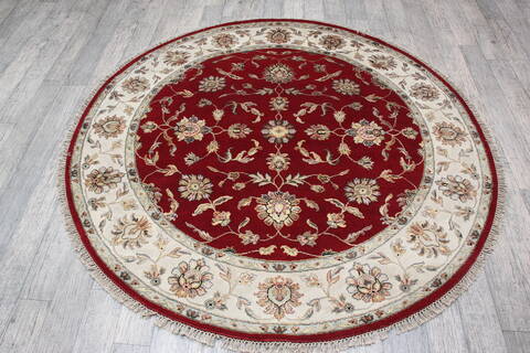Jaipur Red Round Hand Knotted 60 X 60 Area Rug 905-147176 Image 5