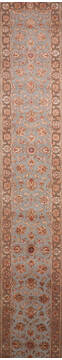 Indian Jaipur Grey Runner 16 to 20 ft Wool and Raised Silk Carpet 147192