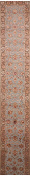 Indian Jaipur Grey Runner 16 to 20 ft Wool and Raised Silk Carpet 147192