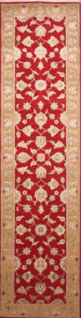 Indian Jaipur Red Runner 10 to 12 ft Wool and Raised Silk Carpet 147193