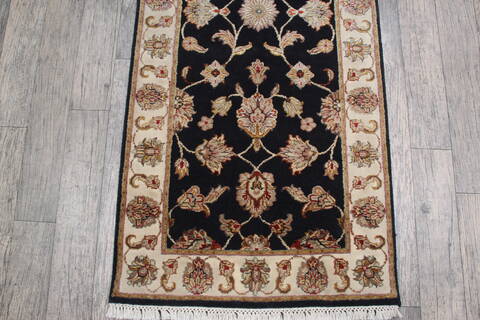 Jaipur Black Runner Hand Knotted 26 X 100 Area Rug 905-147194 Image 2