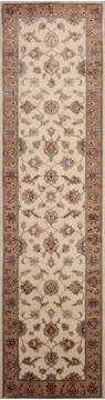 Indian Jaipur White Runner 10 to 12 ft Wool and Raised Silk Carpet 147195